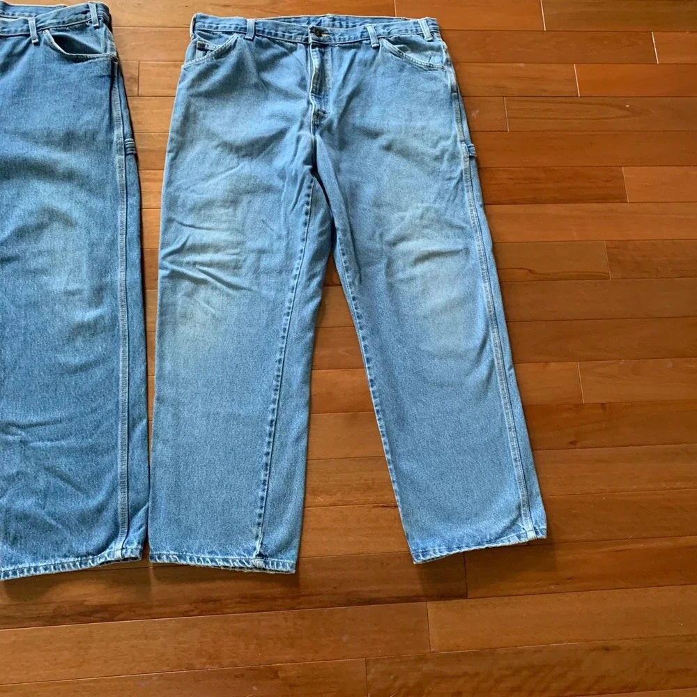 Dickies Carpenter Jeans Mens 38x30 Relaxed Fit Blue Denim Work Pants Lot 2